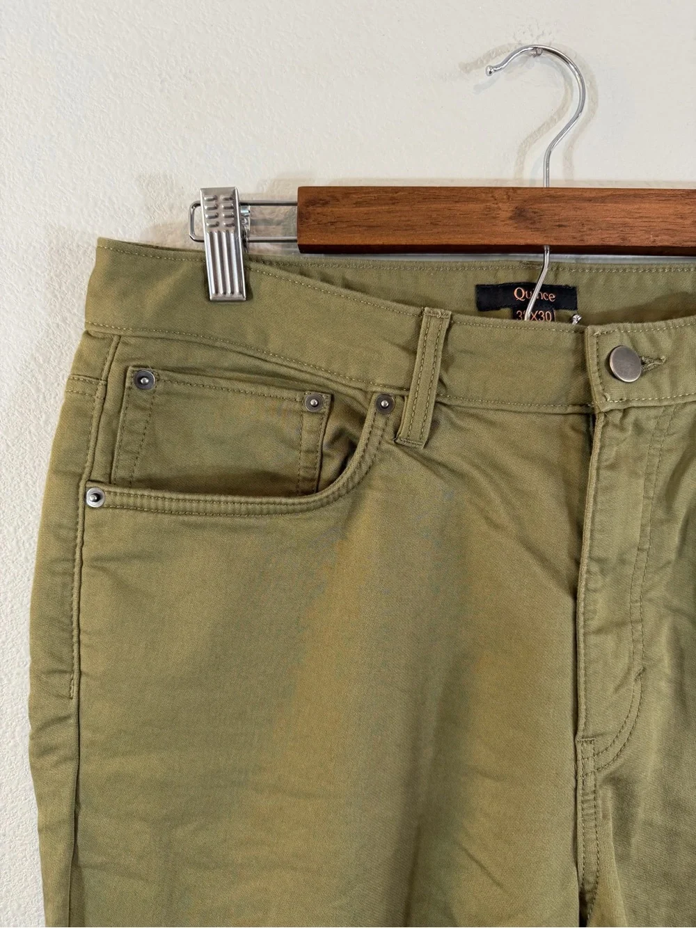 Quince Comfort Stretch Traveler 5 Pocket Pants Olive Green Men’s 32x30 Preppy